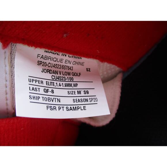 SAMPLE Nike Air Jordan 5 Low Golf Cleats Retro Fire Red Men Sz 9 CU4523-100 1A7 - Picture 12 of 16